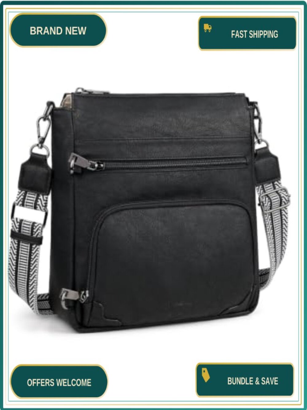Anti Theft RFID Crossbody Bag Faux Leather Convertible Guitar Strap Women
